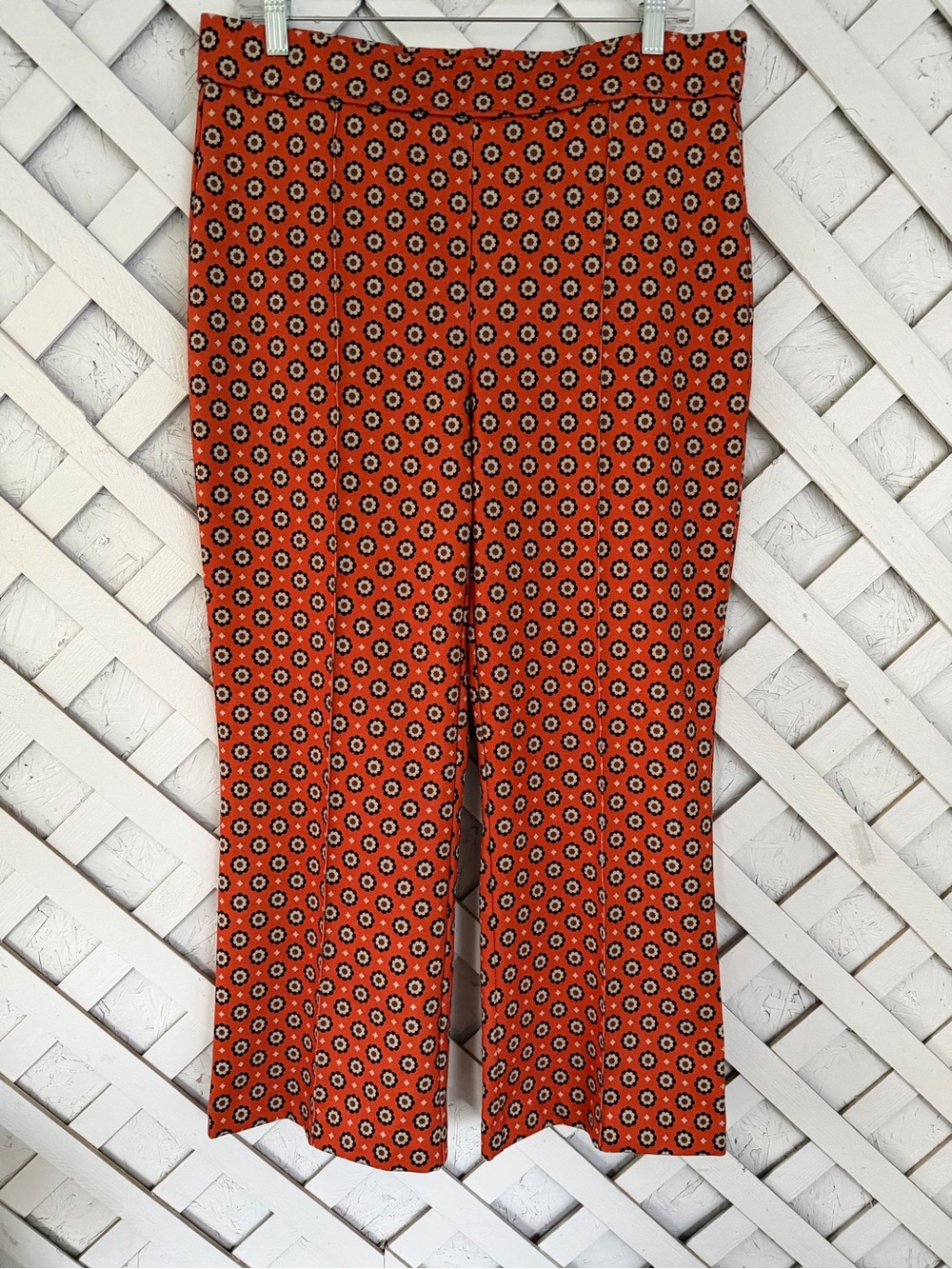 Jones New York Crop Kick Flare Mid-Rise Pull-on Pants Floral Retro XL